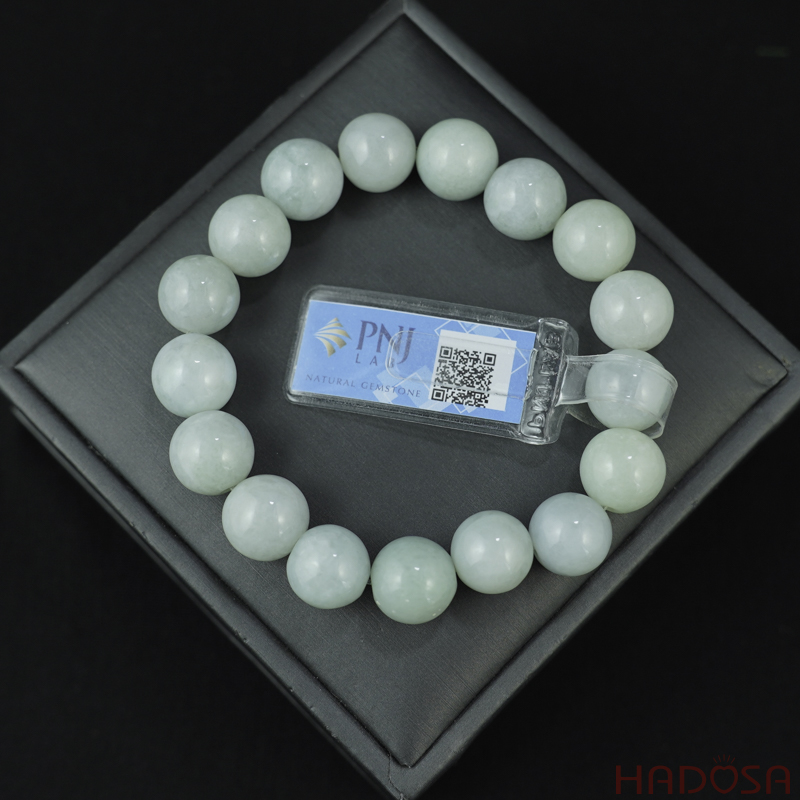 Vòng chuỗi Ngọc Cẩm Thạch Jade A nếp chủng 12mm
