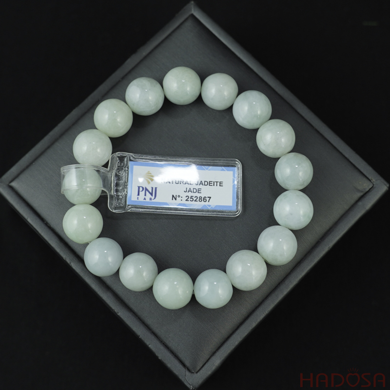 Vòng chuỗi Ngọc Cẩm Thạch Jade A nếp chủng 12mm