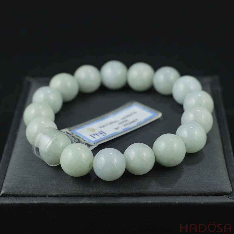 Vòng chuỗi Ngọc Cẩm Thạch Jade A nếp chủng 12mm
