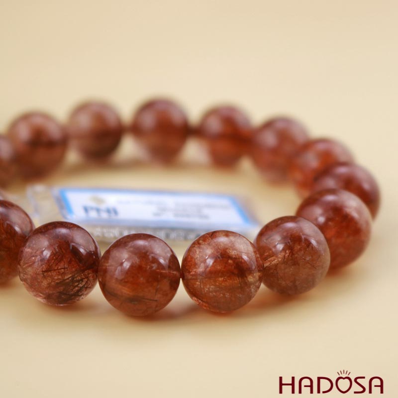 Vòng thạch anh tóc đỏ 13mm cao cấp chuẩn 5A