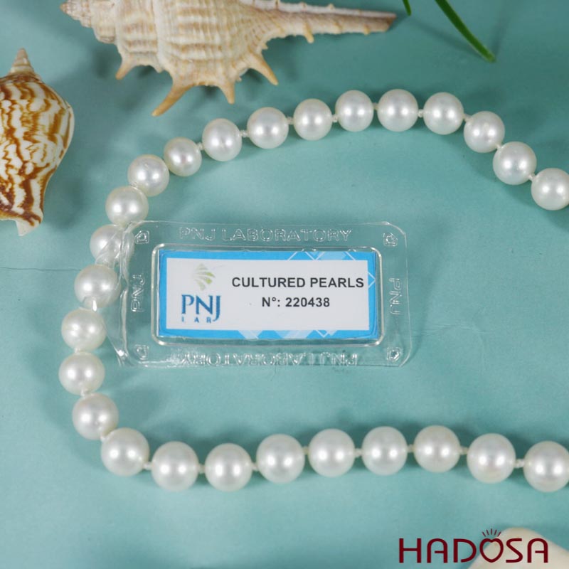 Vòng cổ Ngọc trai trắng ánh hồng 7mm