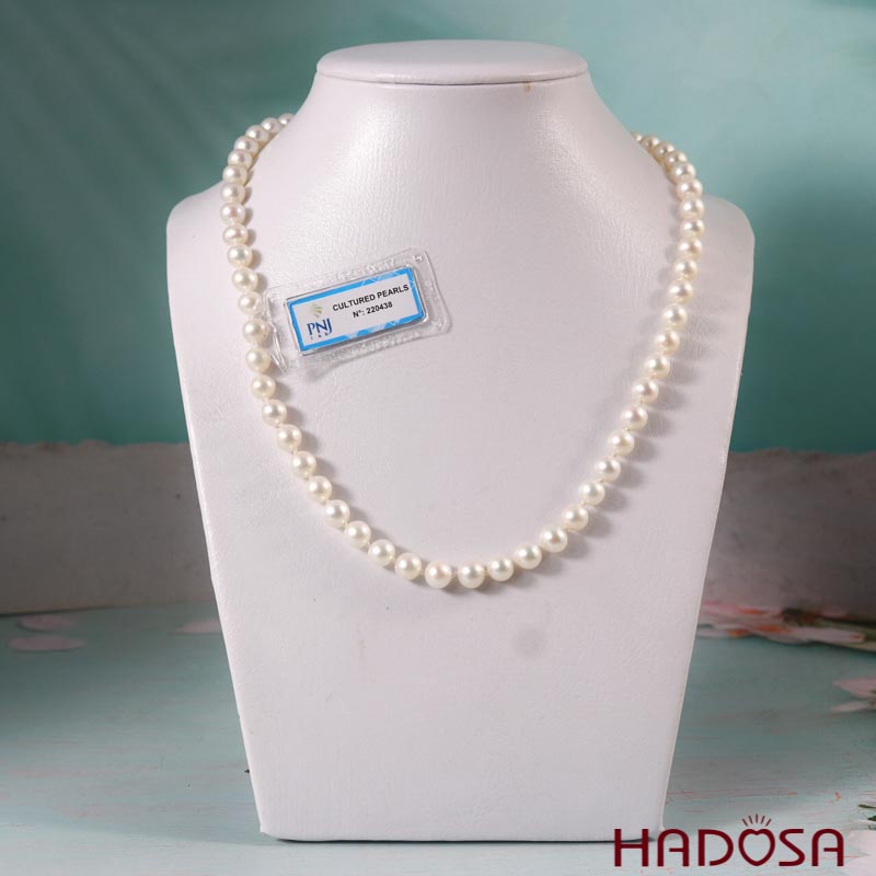Vòng cổ Ngọc trai trắng ánh hồng 7mm