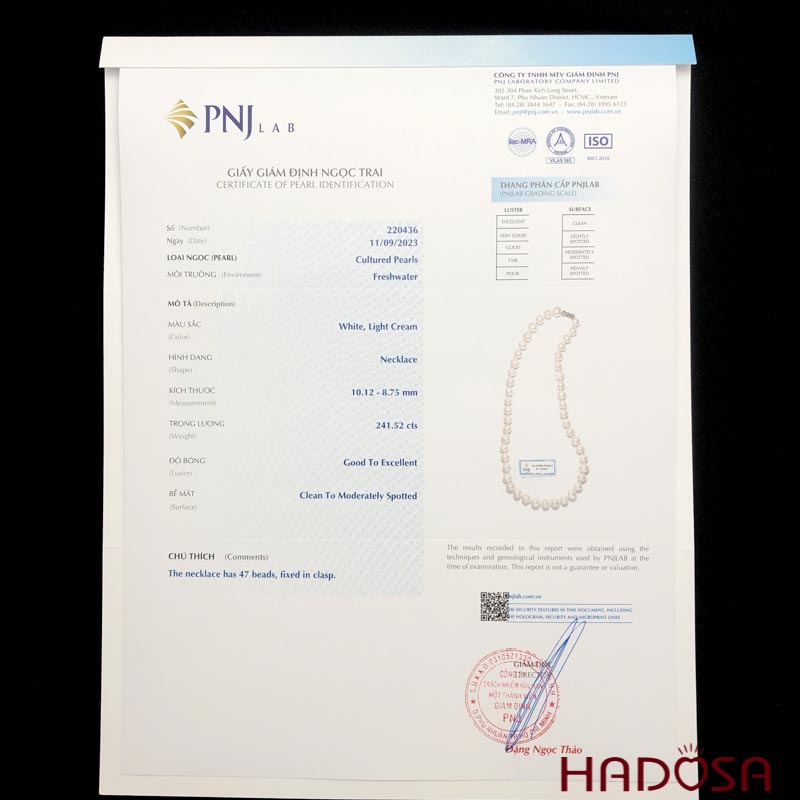 Vòng cổ Ngọc trai trắng ánh hồng 7mm