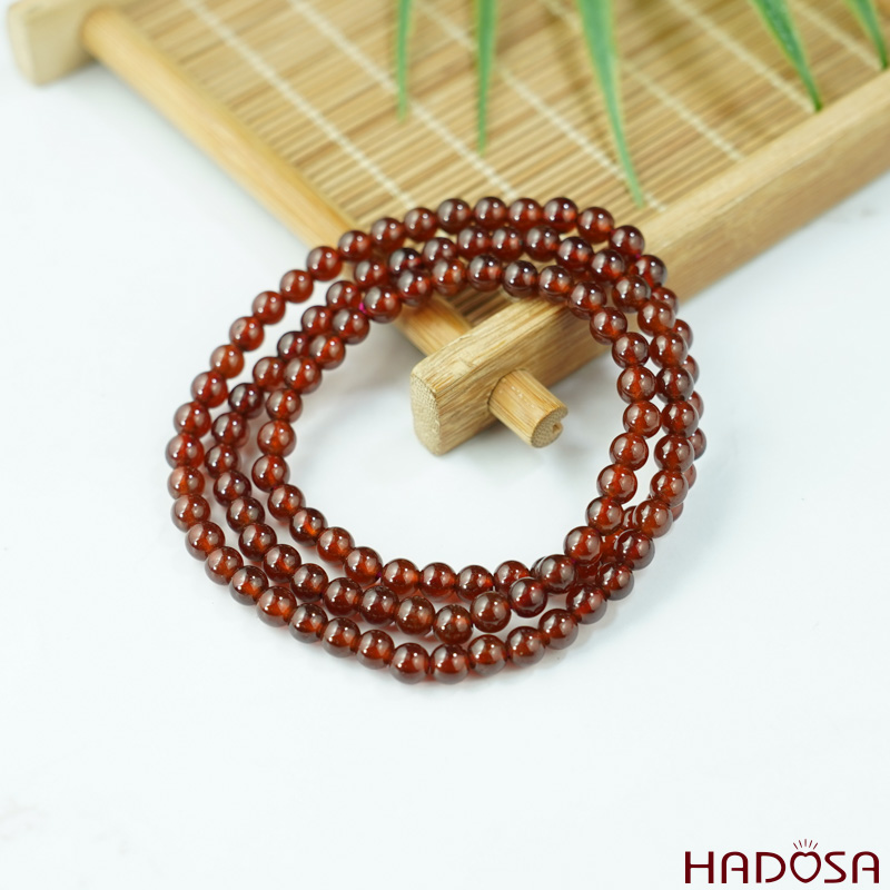 Vòng cuốn Ngọc Hồng Lựu Garnet 5mm 4A