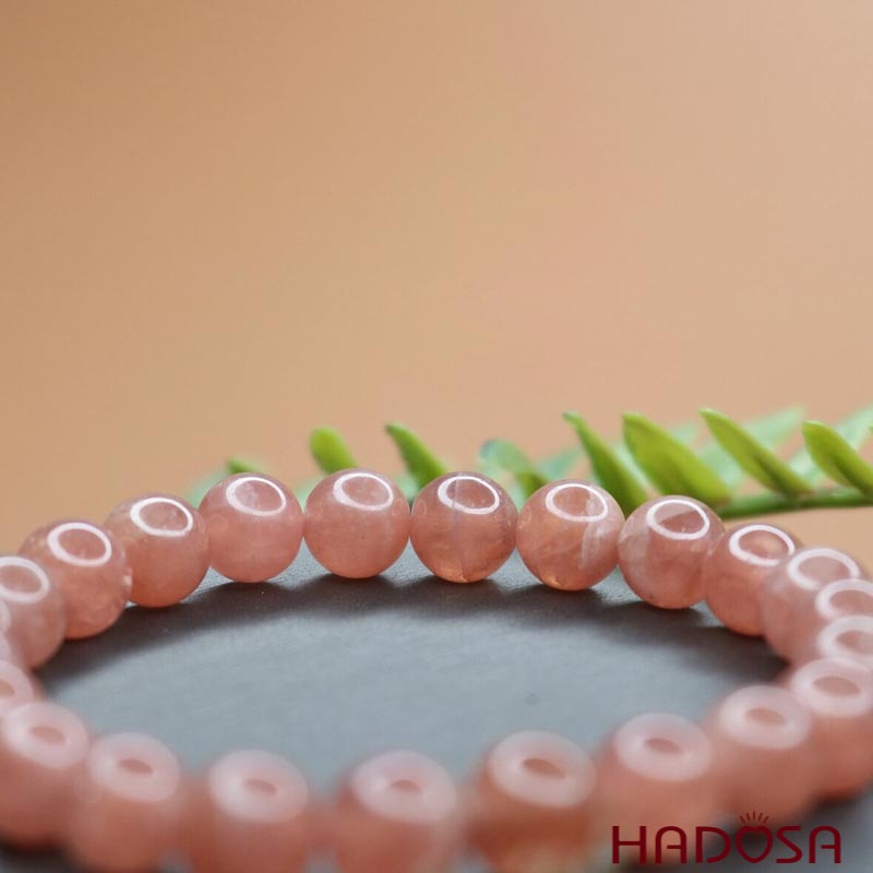 Vòng đá đào Hoa 8mm cao cấp chuẩn 5A