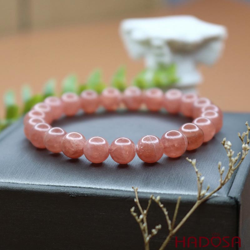 Vòng đá đào Hoa 8mm cao cấp chuẩn 5A