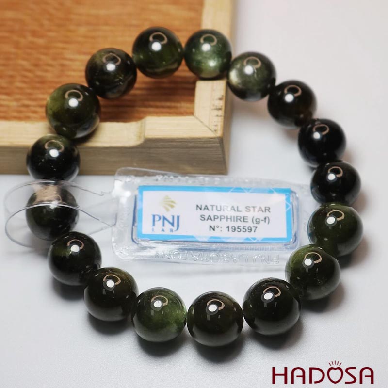 Vòng đá Sapphire ánh titan cao cấp 12mm chuẩn 5A