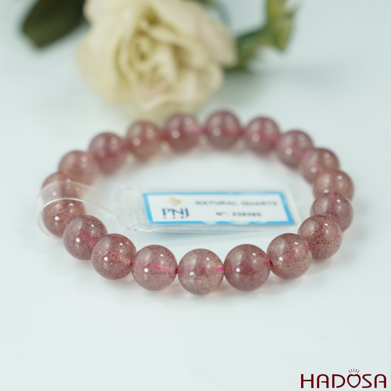 Vòng tay Thạch Anh Dâu Tây 10mm cao cấp chuẩn 6A