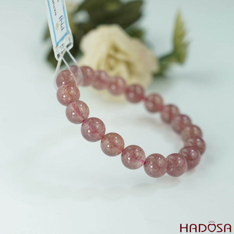 Vòng tay Thạch Anh Dâu Tây 10mm cao cấp chuẩn 6A