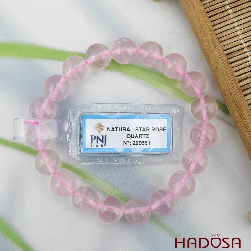 Vòng tay Thạch anh hồng sao 10mm 6A