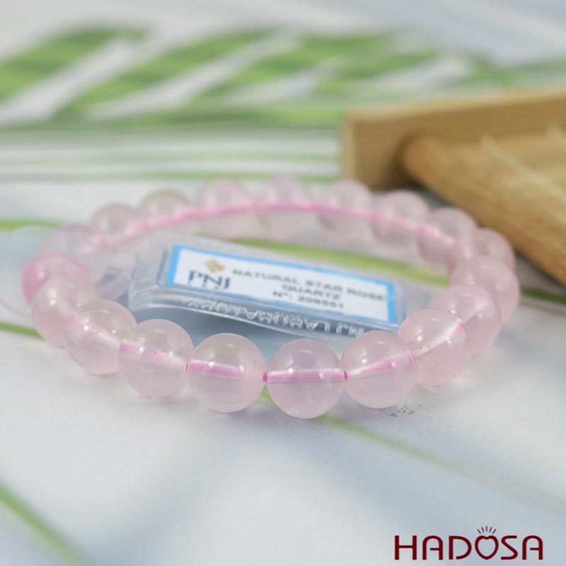 Vòng tay Thạch anh hồng sao 10mm 6A