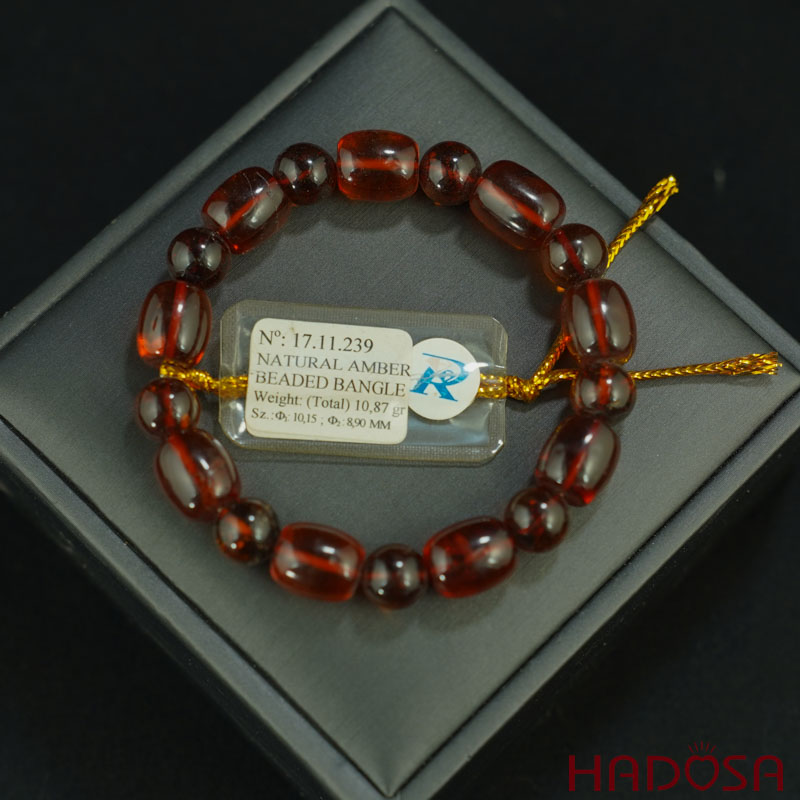 Vòng Hổ Phách Baltic huyết đỏ 9*11mm