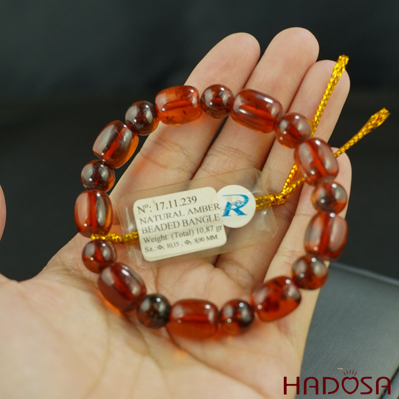 Vòng Hổ Phách Baltic huyết đỏ 9*11mm