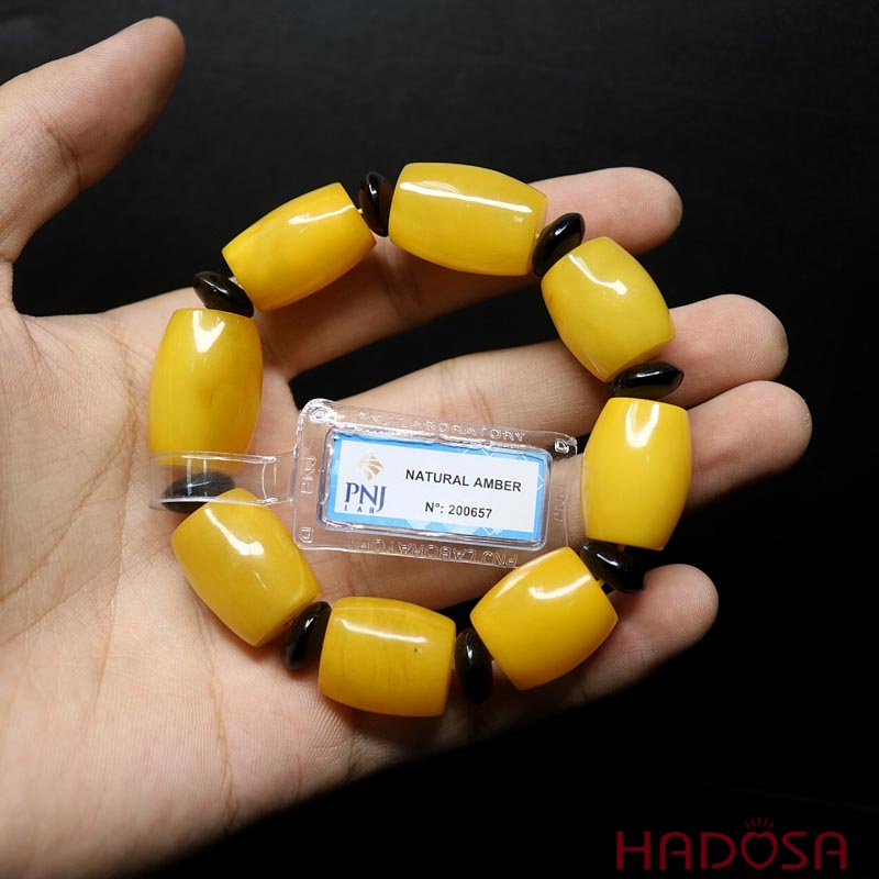 Vòng hổ phách mật lạp lu thống 17mm