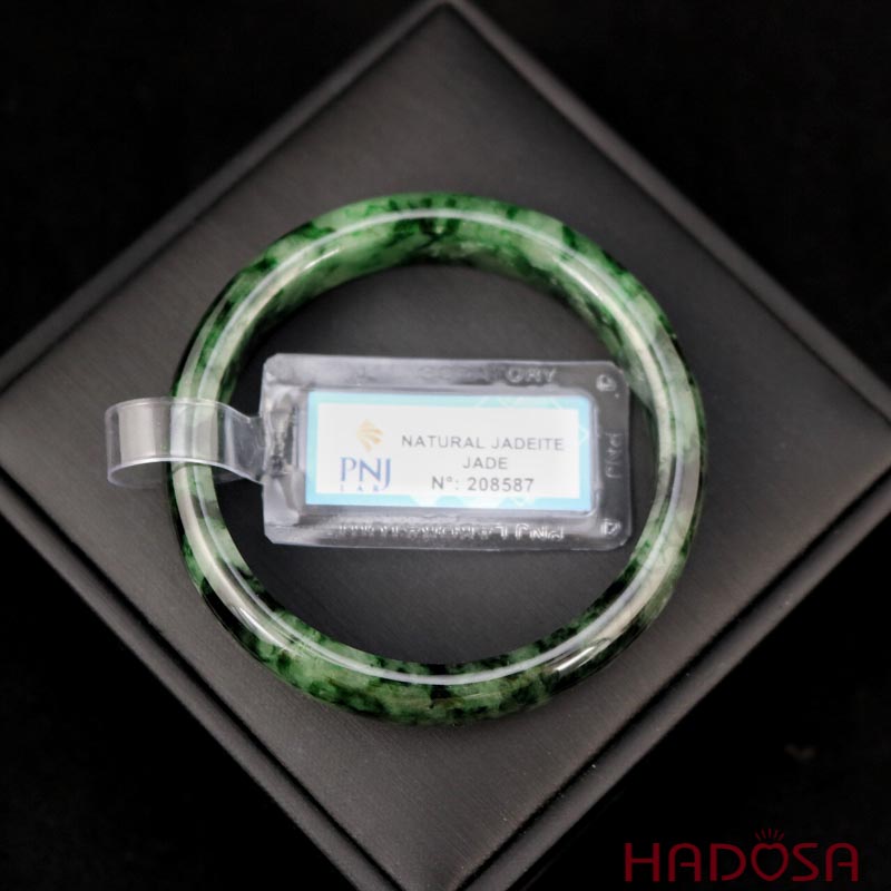 Vòng Ngọc Cẩm Thạch lá hẹ xanh đậm ni 52