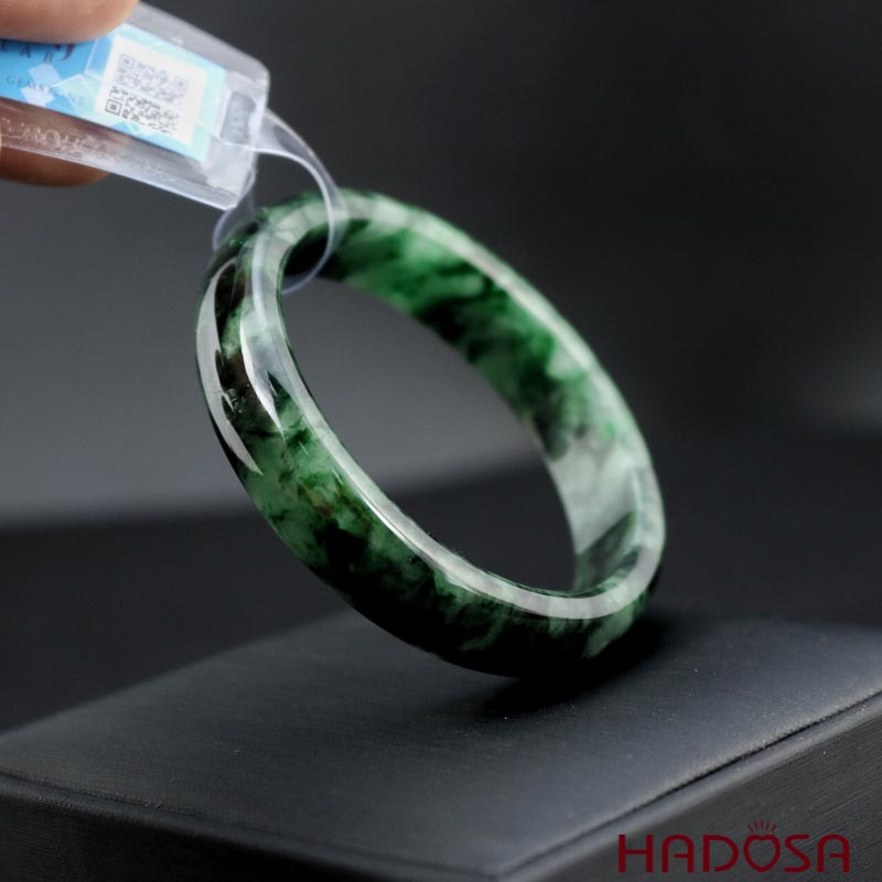 Vòng Ngọc Cẩm Thạch lá hẹ xanh đậm ni 52