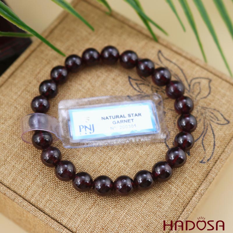 Vòng Ngọc Hồng Lựu Garnet tím 8mm chuẩn 5A