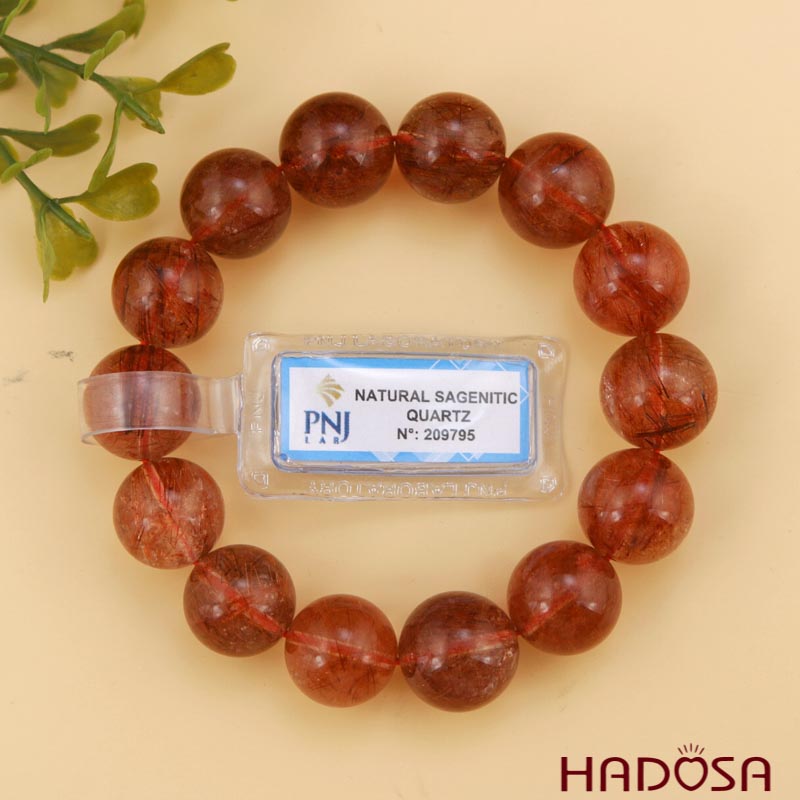 Thạch anh tóc nâu đỏ 15mm 6A