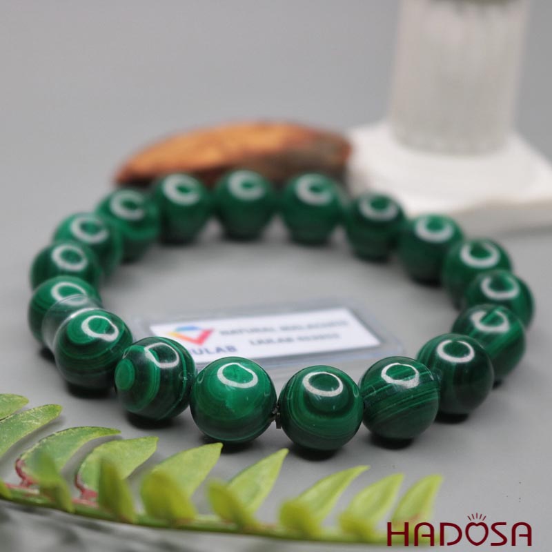 Vòng tay đá Lông Công  Malachite 11mm chuẩn 5A