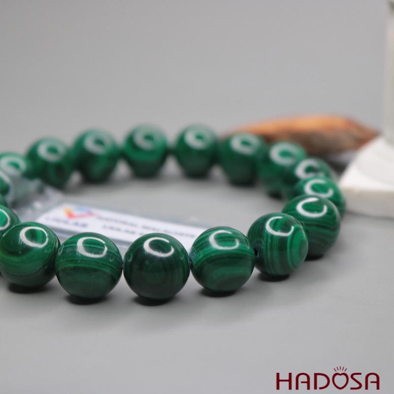 Vòng tay đá Lông Công  Malachite 11mm chuẩn 5A