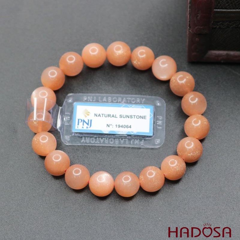 Vòng tay đá Mặt Trời - Sunstone 10mm cao cấp chuẩn 4A