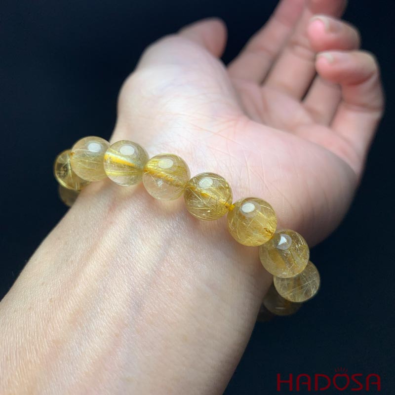 Vòng đá Thạch Anh tóc vàng 09mm chuẩn 5A