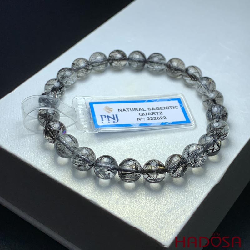 Vòng đá Thạch anh tóc đen 7mm chuẩn 5A