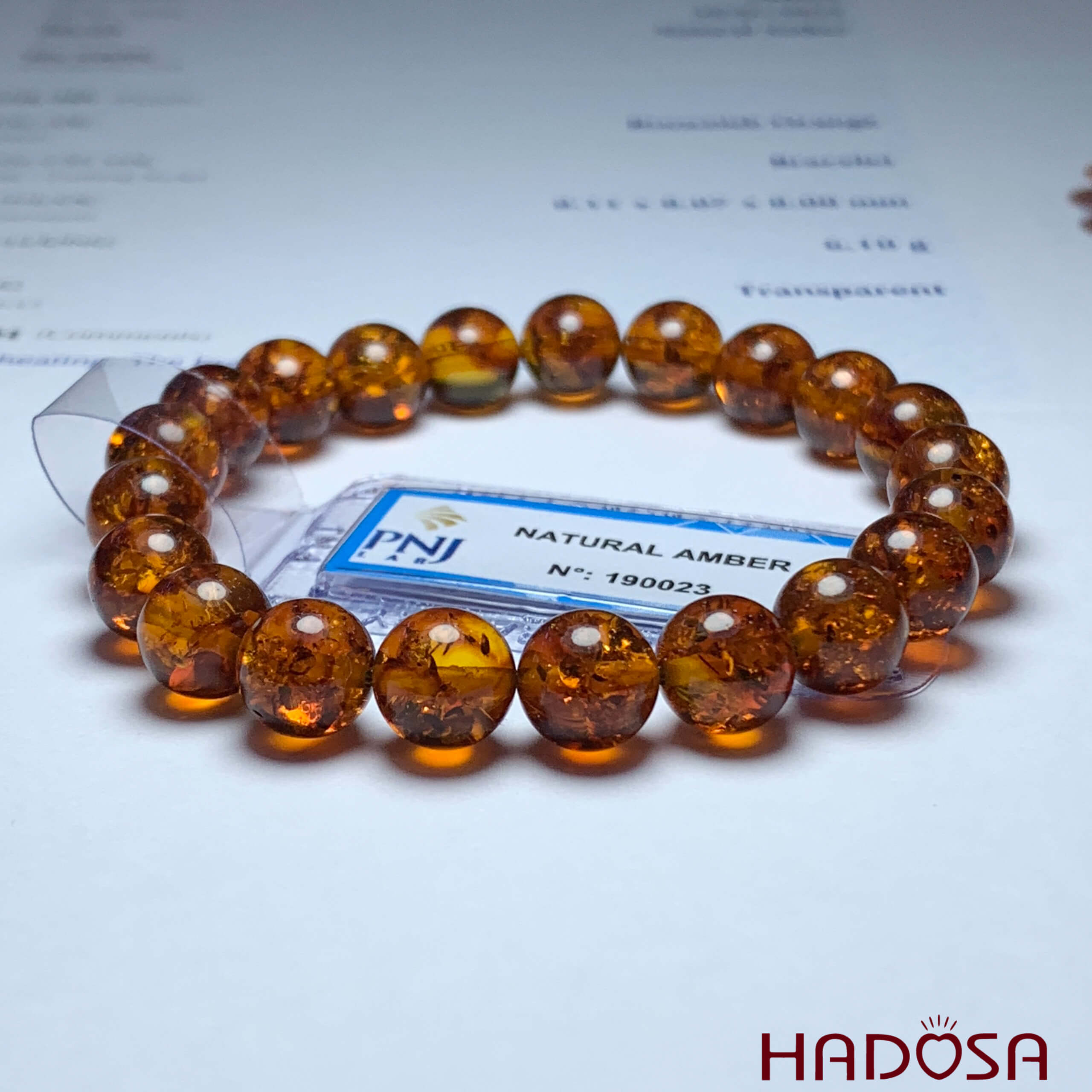 Vòng Hổ Phách Baltic nâu đỏ 08mm đặc biệt cao cấp