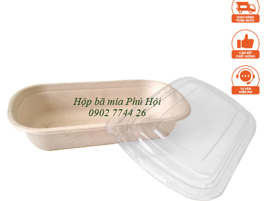 Hộp bã mía 1 ngăn kèm nắp nhựa PET 700ml tại TP HCM