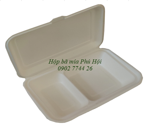 Hộp bã mía 2 ngăn nắp liền 800ml tại Tp HCM