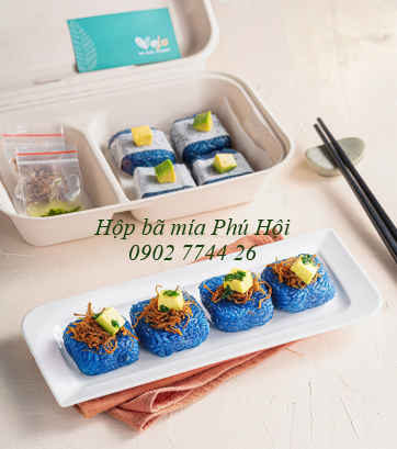 Hộp bã mía 2 ngăn nắp liền 800ml tại Tp HCM