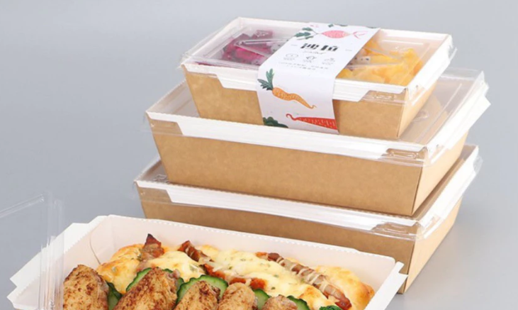 Hộp giấy 1600ml kraft/trắng - nắp nhựa PET