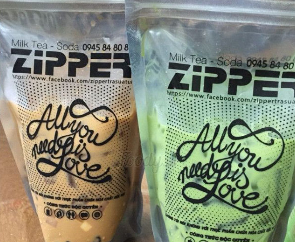 In Túi Zip Chỉ Trắng Đựng Cà Phê, Trà Sữa