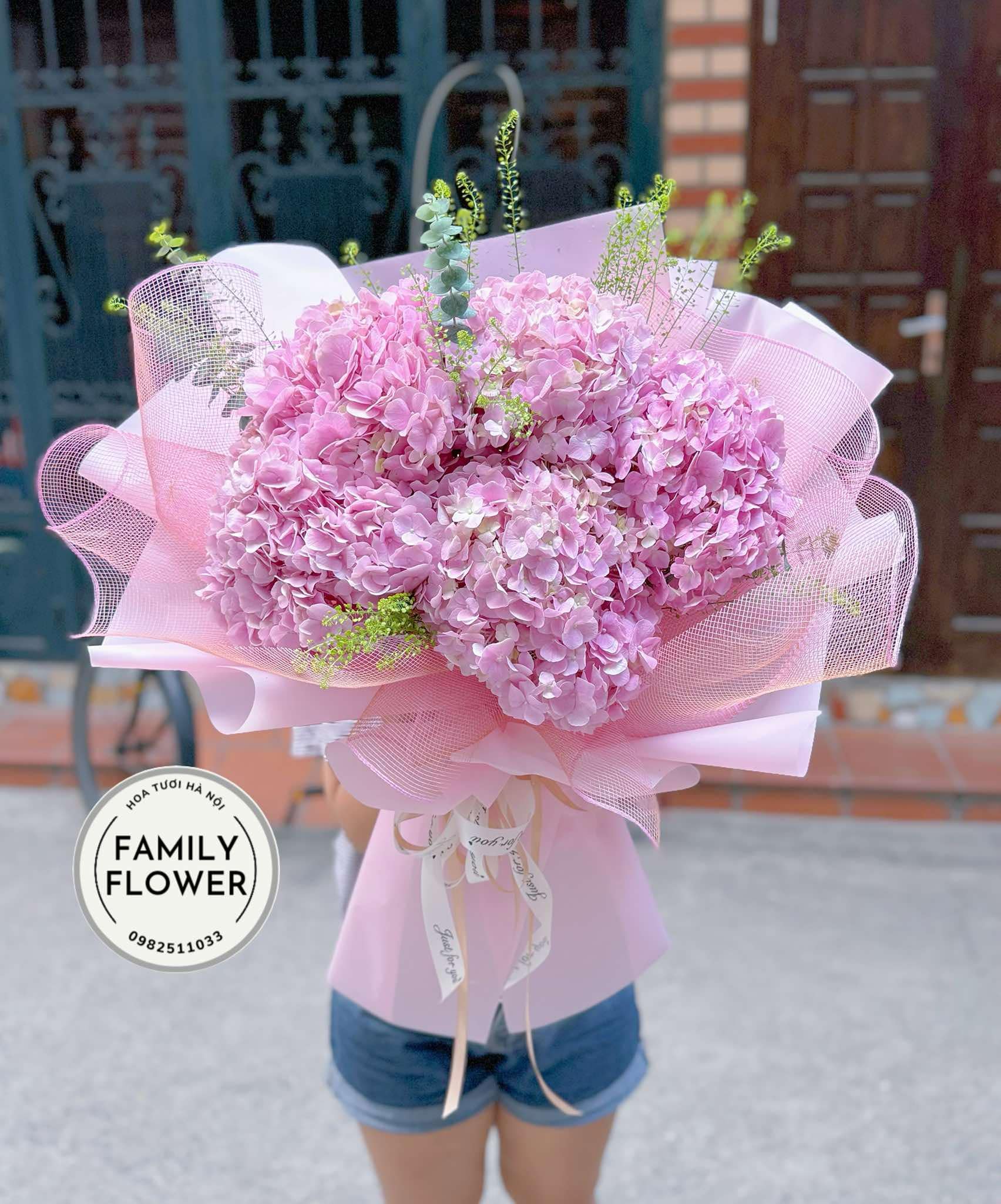 Bó hoa cẩm tú cầu hồng tặng sinh nhật quận Cầu Giấy , Ba Đình Hà Nội! Hoa cẩm tú cầu Hồng