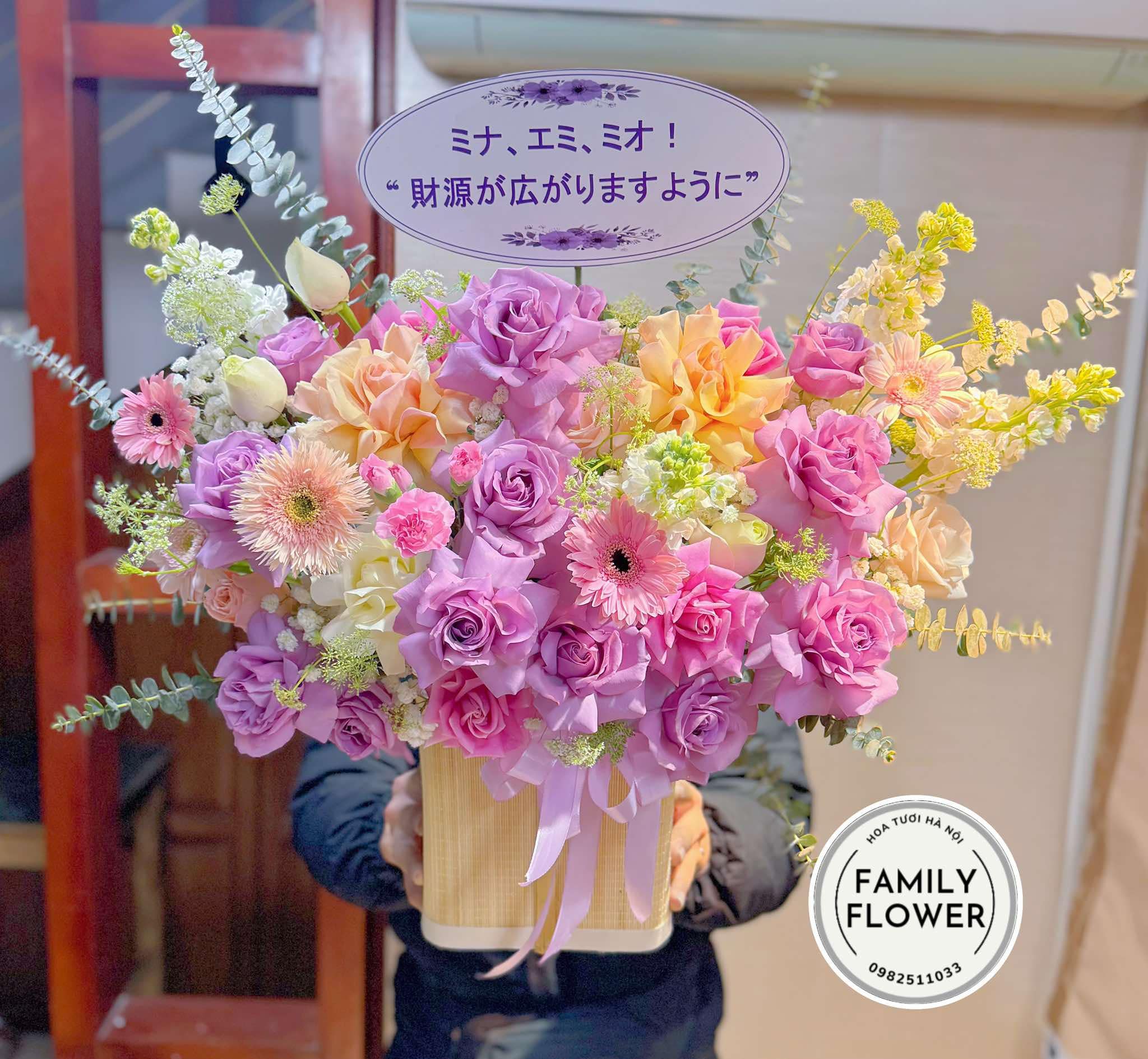Lẵng hoa tươi tặng sinh nhật Hà Nội ! Hoa tươi Hà Nội ! Family flower , điện hoa Hà Nội