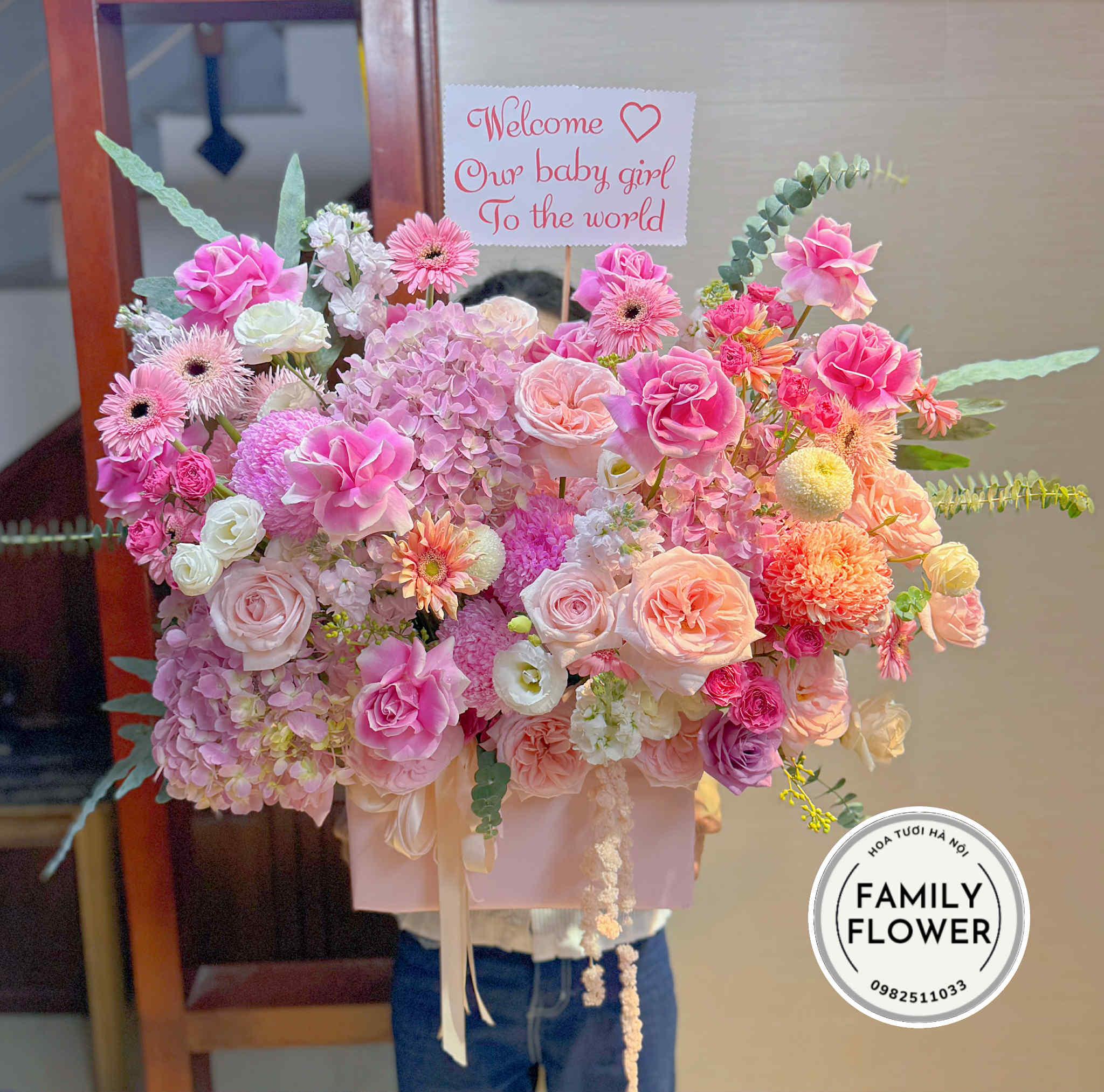 Lẵng hoa chúc mừng mẹ tròn con vuông ! Hoa tươi Hà Nội ! Hoa sinh nhật Hà Nội