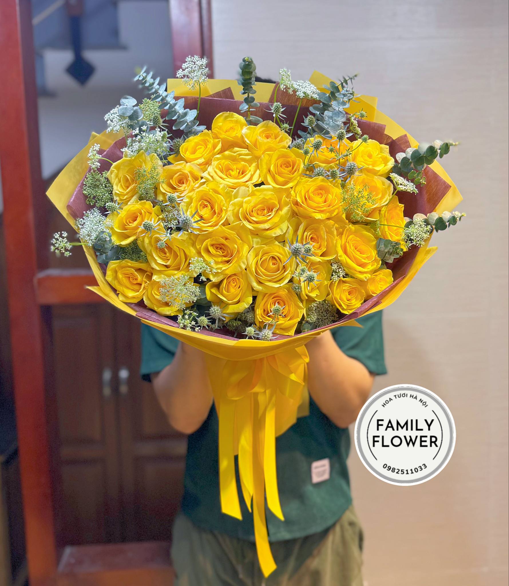 Bó hoa hồng vàng tặng chúc mừng sinh nhật bố tại Hà Nội