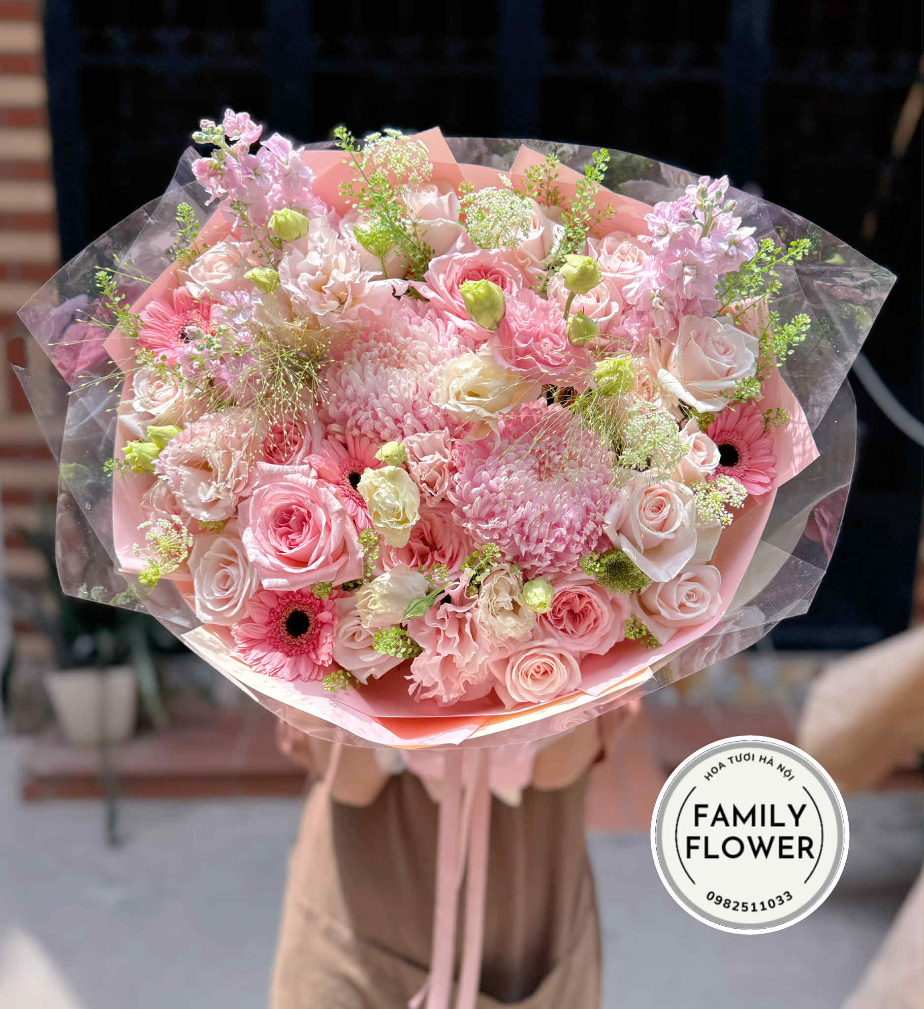 Bó hoa tone hồng tặng chúc mừng sinh nhật mẹ tại Hà Nội