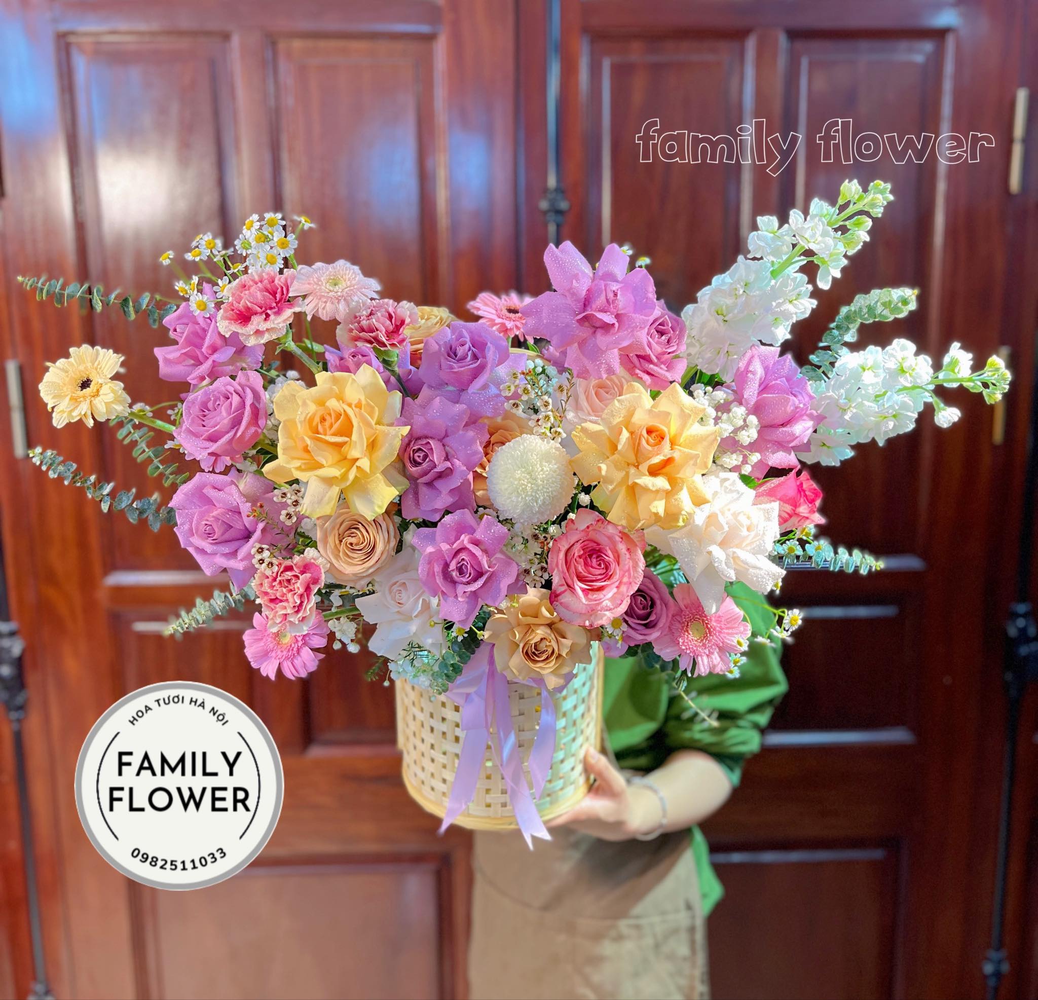 Lẵng hoa tặng sinh nhật mẹ ! Hoa sinh nhật quận Ba Đình ,Cầu Giấy Hà Nội ! Điện hoa Hà Nội