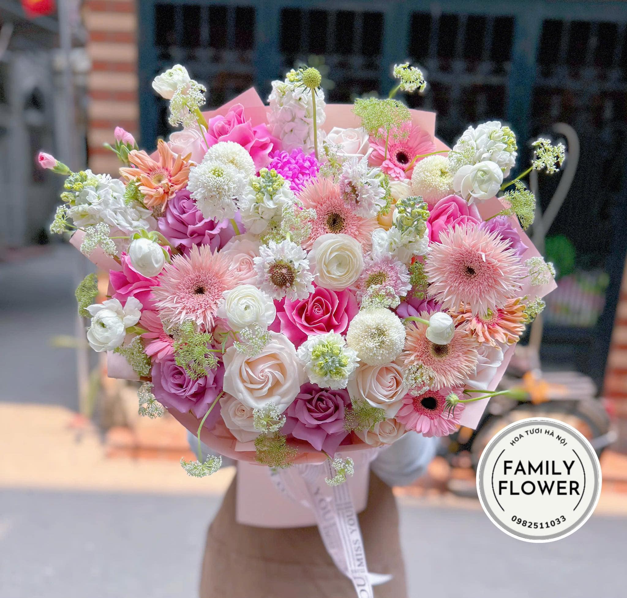 Bó hoa dáng tròn tặng sinh nhật bạn gái quận Đống Đa Hà Nội ! Hoa tươi Đống Đa
