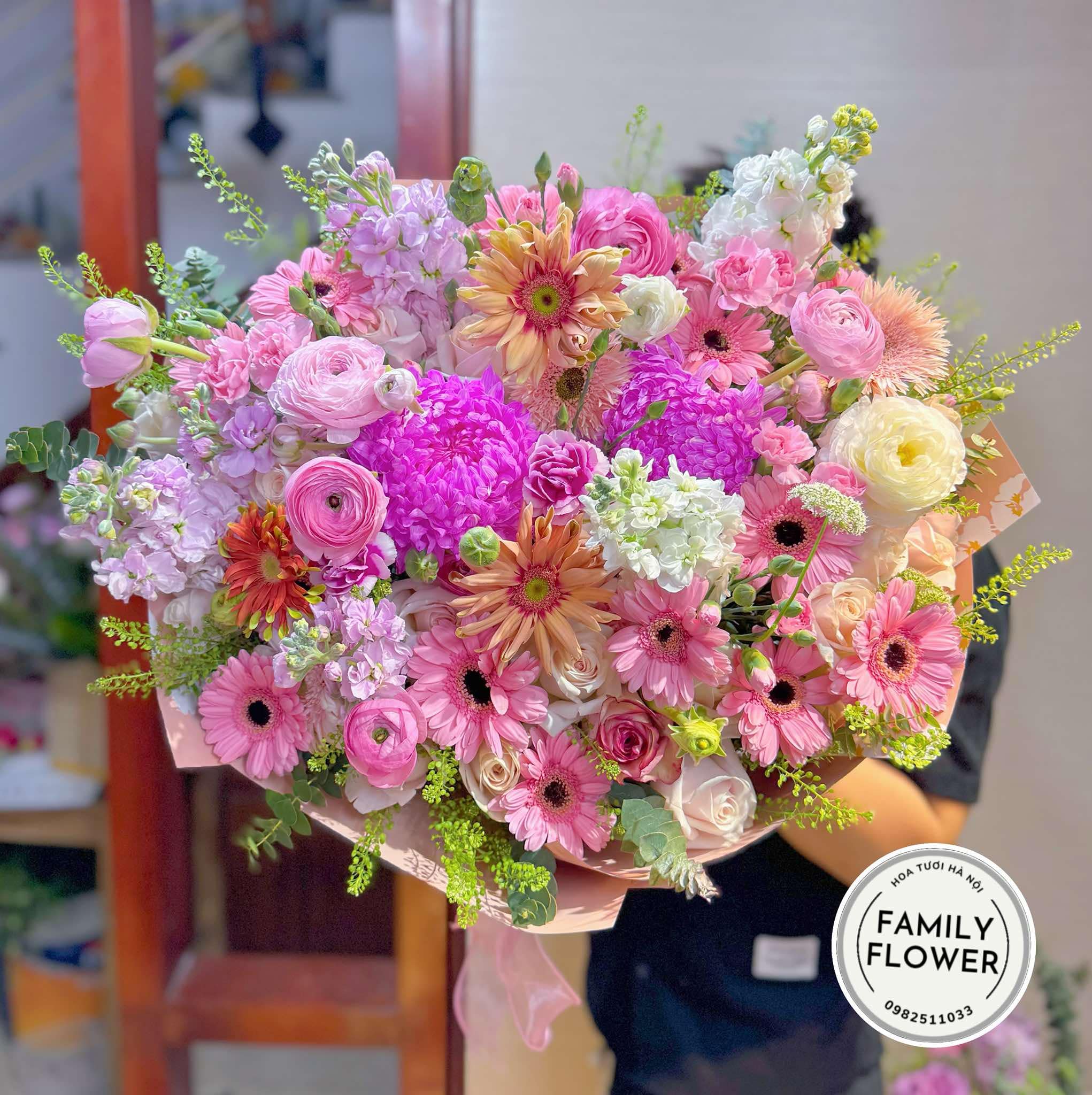 Bó hoa tone hồng tặng sinh nhật mẹ ở quận Ba Đình ! Hoa sinh nhật Hà Nội