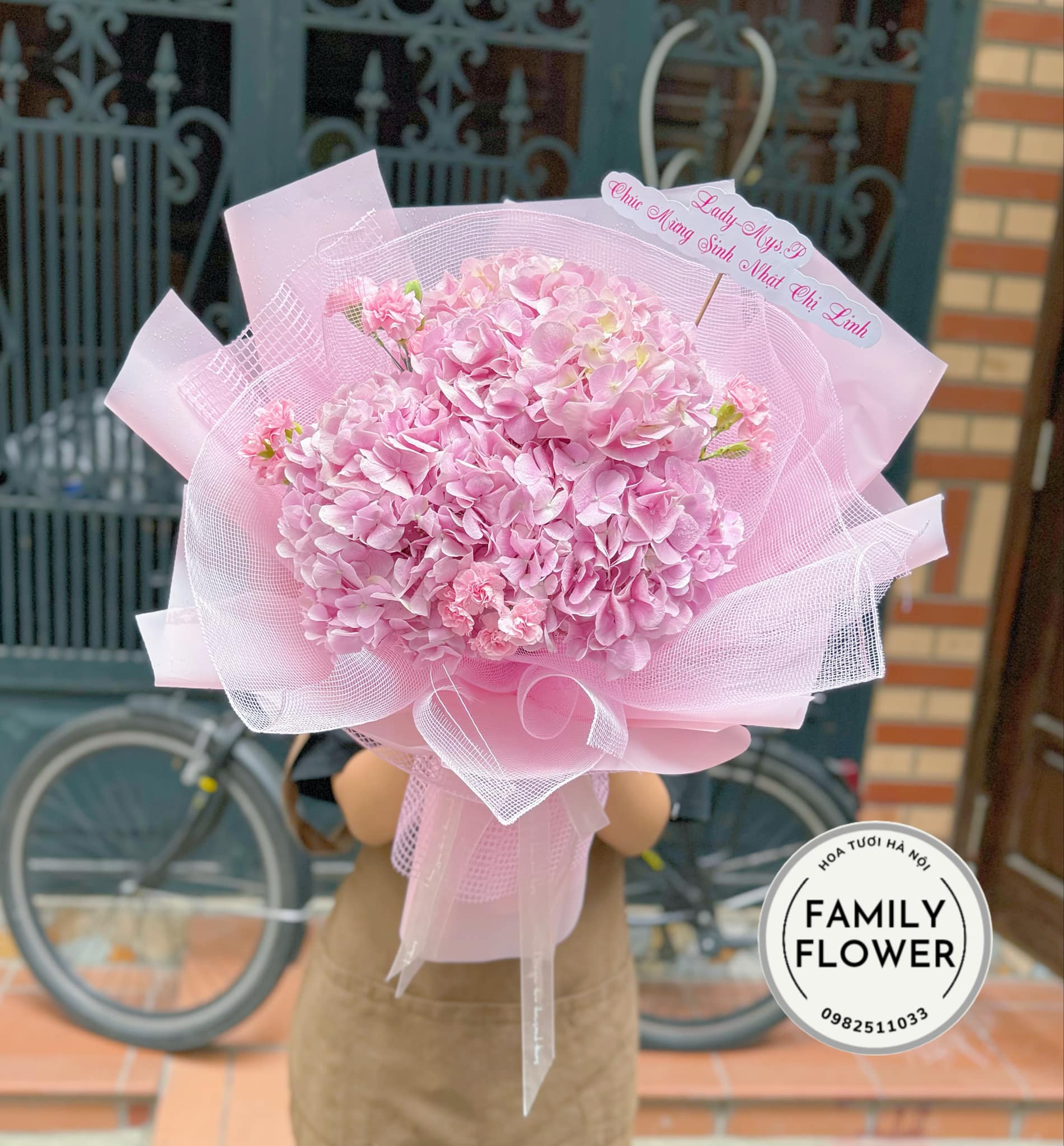 Bó cẩm tú cầu hồng tặng chúc mừng sinh nhật tại Đống Đa tại Hà Nội ! Mua hoa tươi online Hà Nội