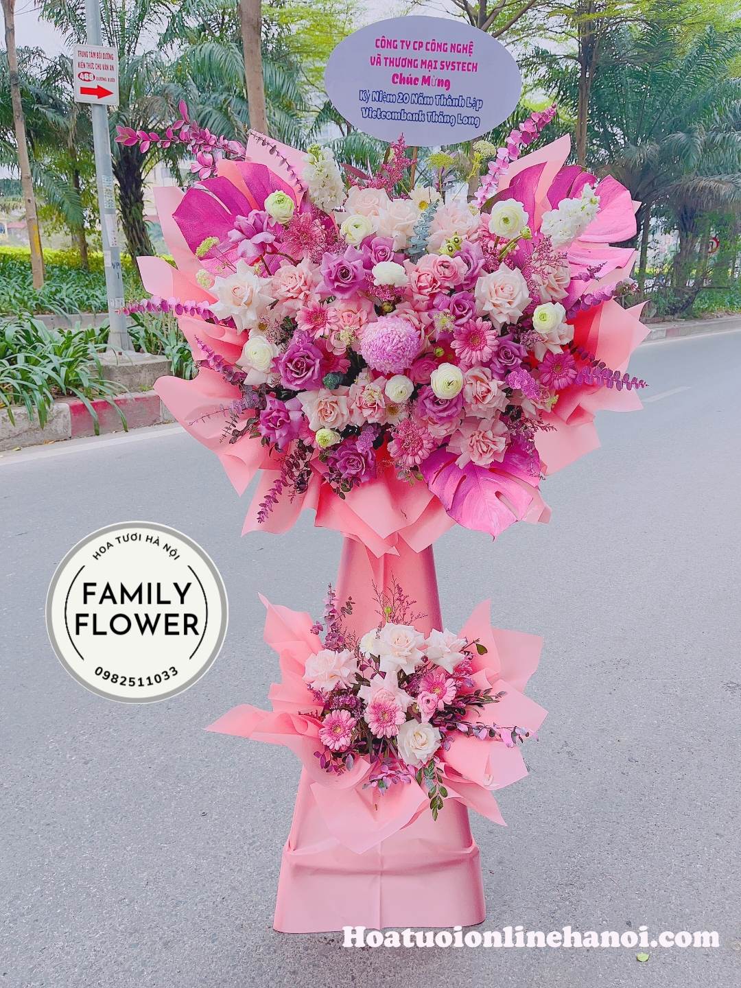 Kệ hoa 2 tầng chúc mừng sự kiện tại quận Ba Đình - Hà Nội ! Hoa tươi Ba Đình
