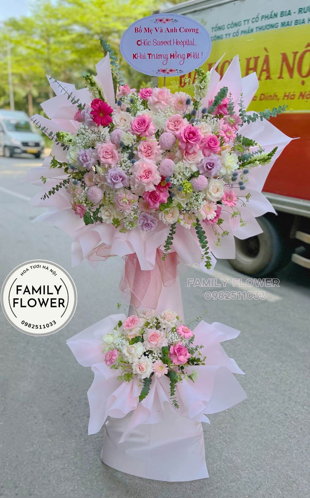 KỆ KHAI TRƯƠNG ĐỎ CHÚC MỪNG KHAI TRƯƠNG CỬA HÀNG . HOA KHAI TRƯƠNG HÀ NỘI