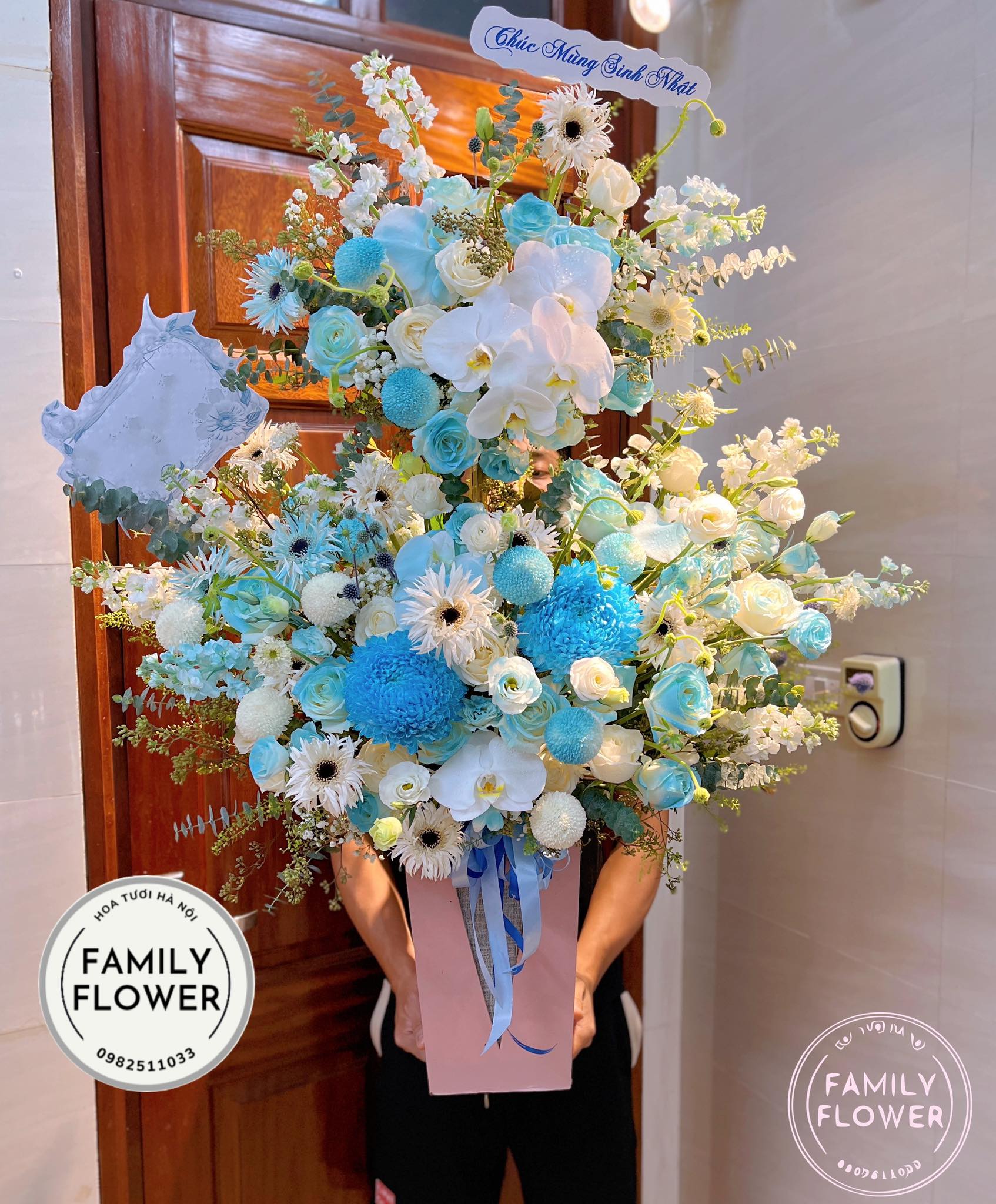 Lẵng hoa 2 tầng chúc mừng sinh nhật , khai trương , tặng đối tác ở quận Ba Đình , Cầu Giấy , Tây hồ Hà Nội