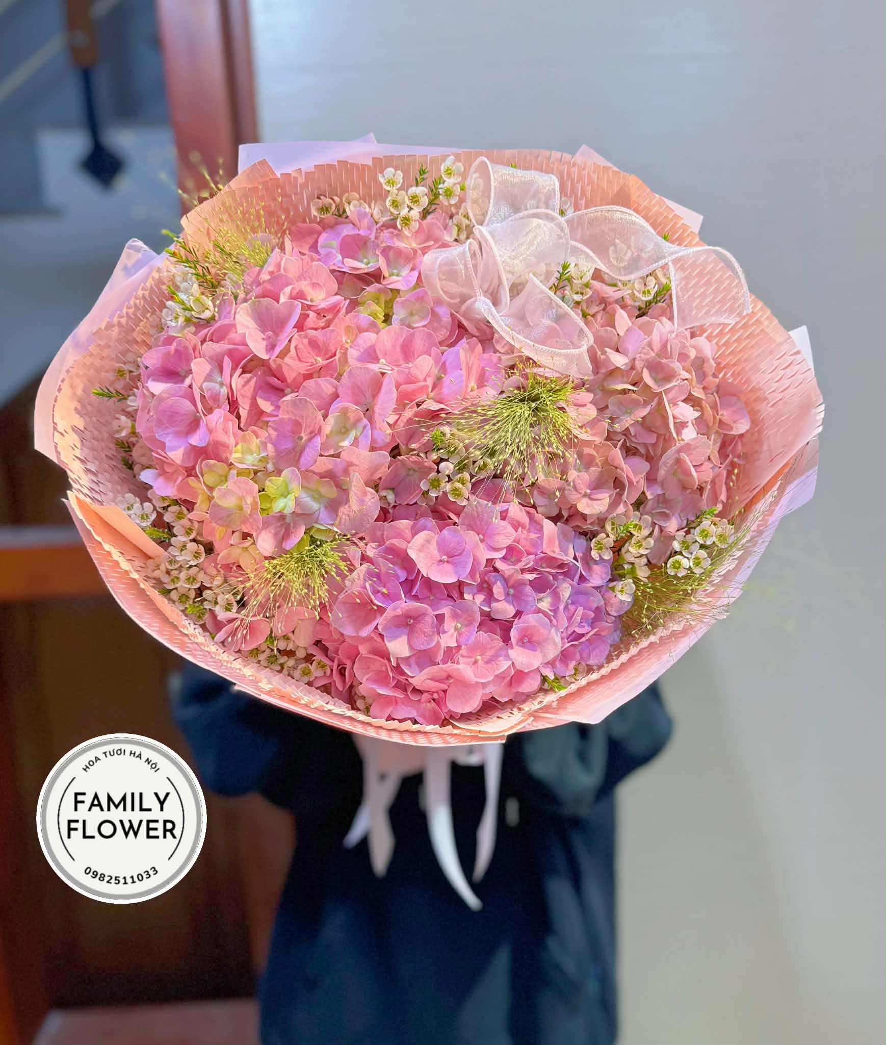 Bó hoa cẩm tú cầu hồng ! Hoa tặng bạn gái nhân dịp 8 tháng 3 ở quận Ba Đình Hà Nội ! Mua hoa tươi Hà Nội