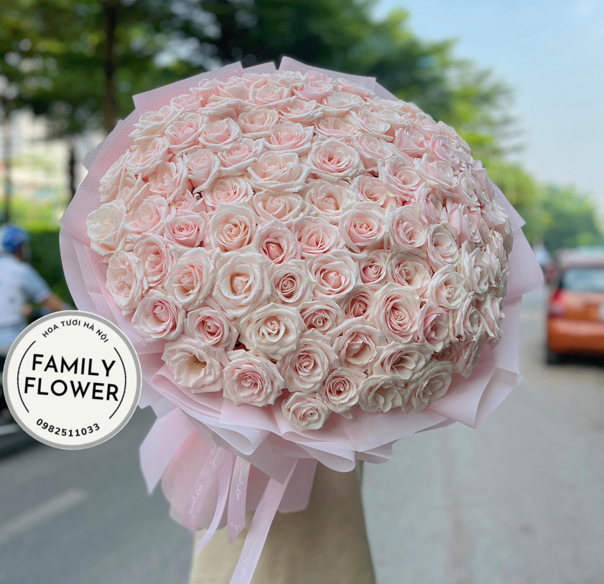 Bó hoa hồng nhạt khổng lồ tặng ! Hoa tươi Hà Nội ! Mua hoa tươi Hà Nội