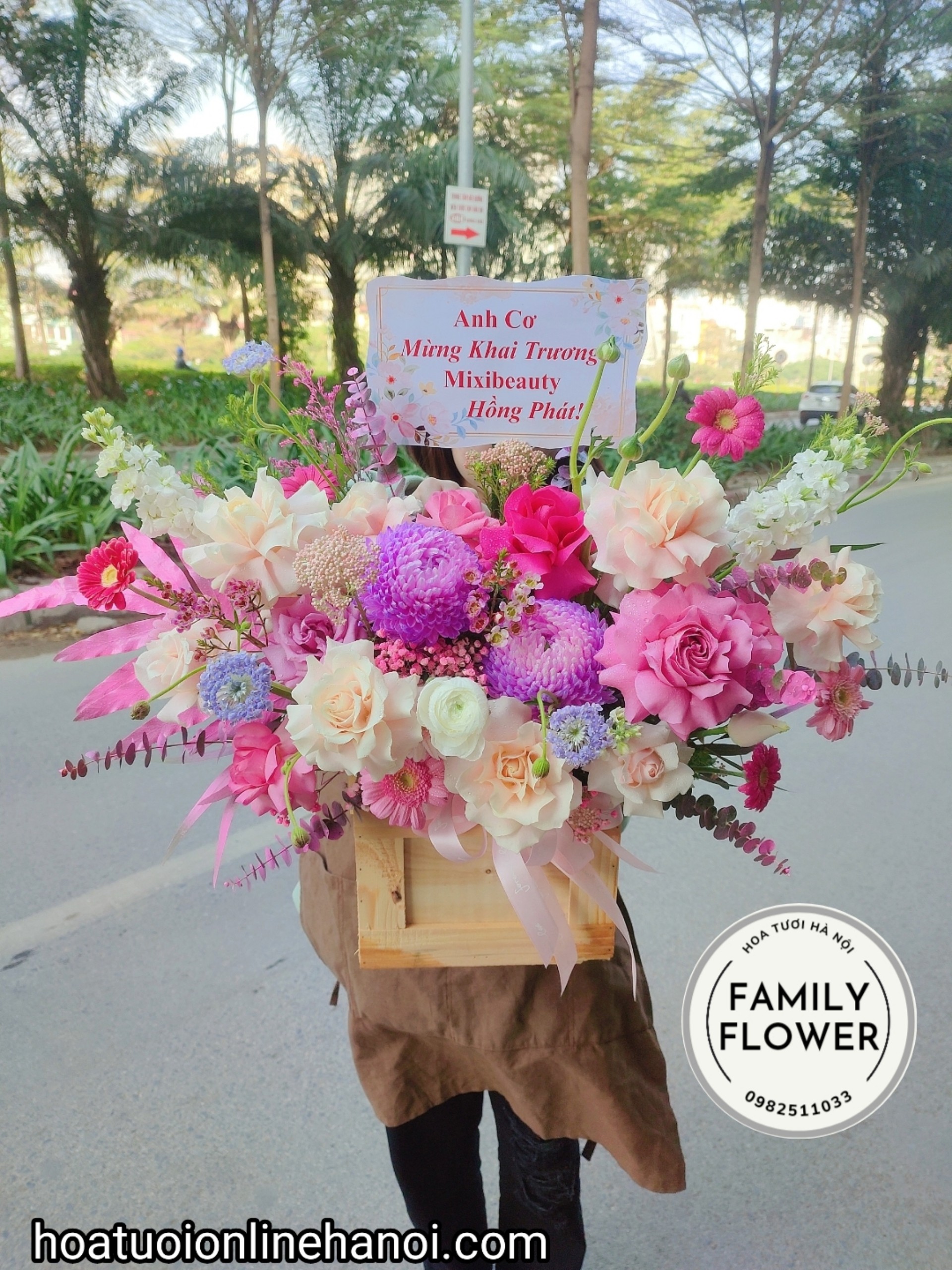 Lãng hoa khai trương tươi chúc mừng , hoa chúc mừng tại Ba Đình - Hà Nội.