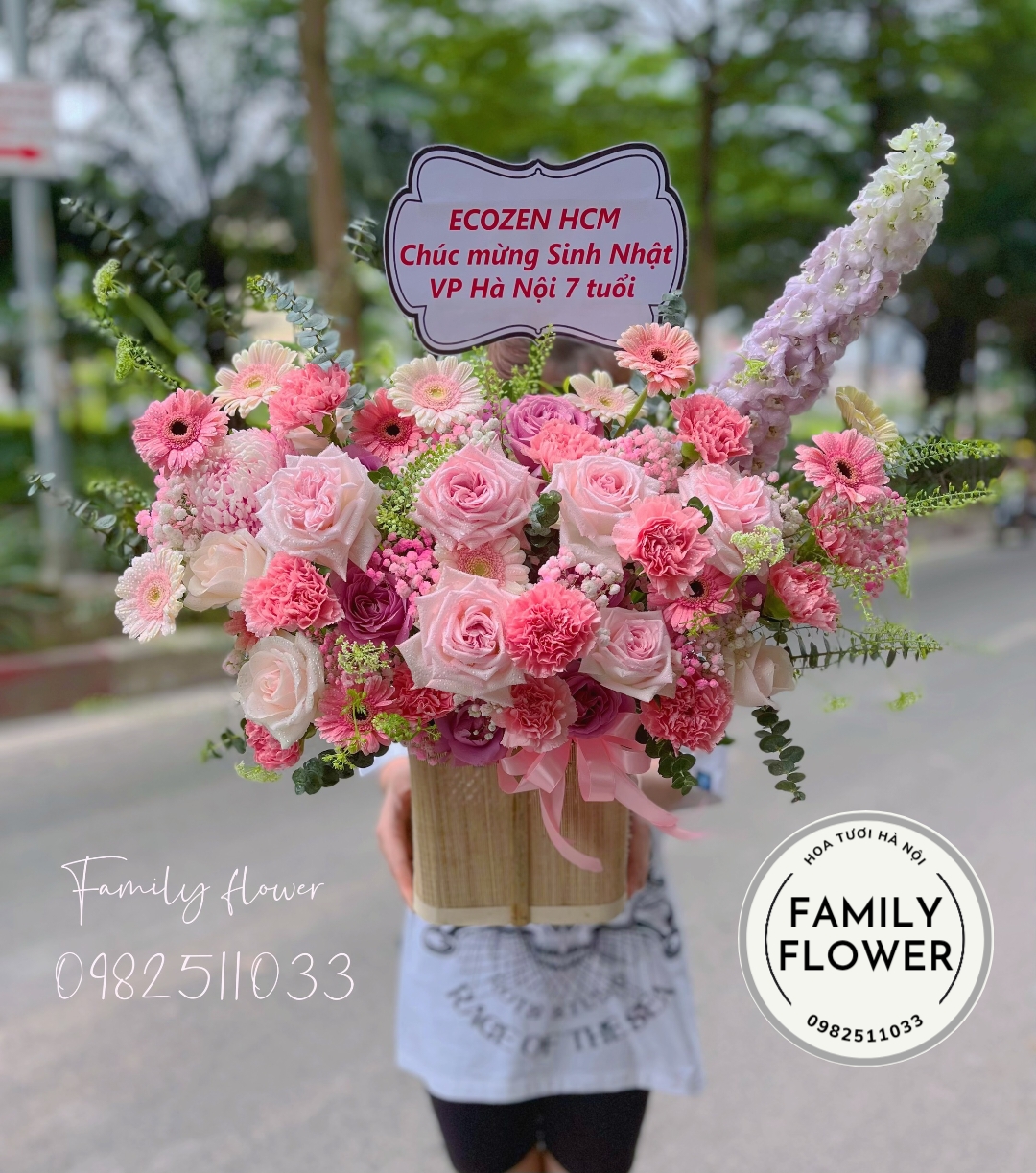 Mua hoa tươi Cầu Giấy ! Lẵng hoa chúc mừng sinh nhật công ty quận Cầu Giấy Hà Nội