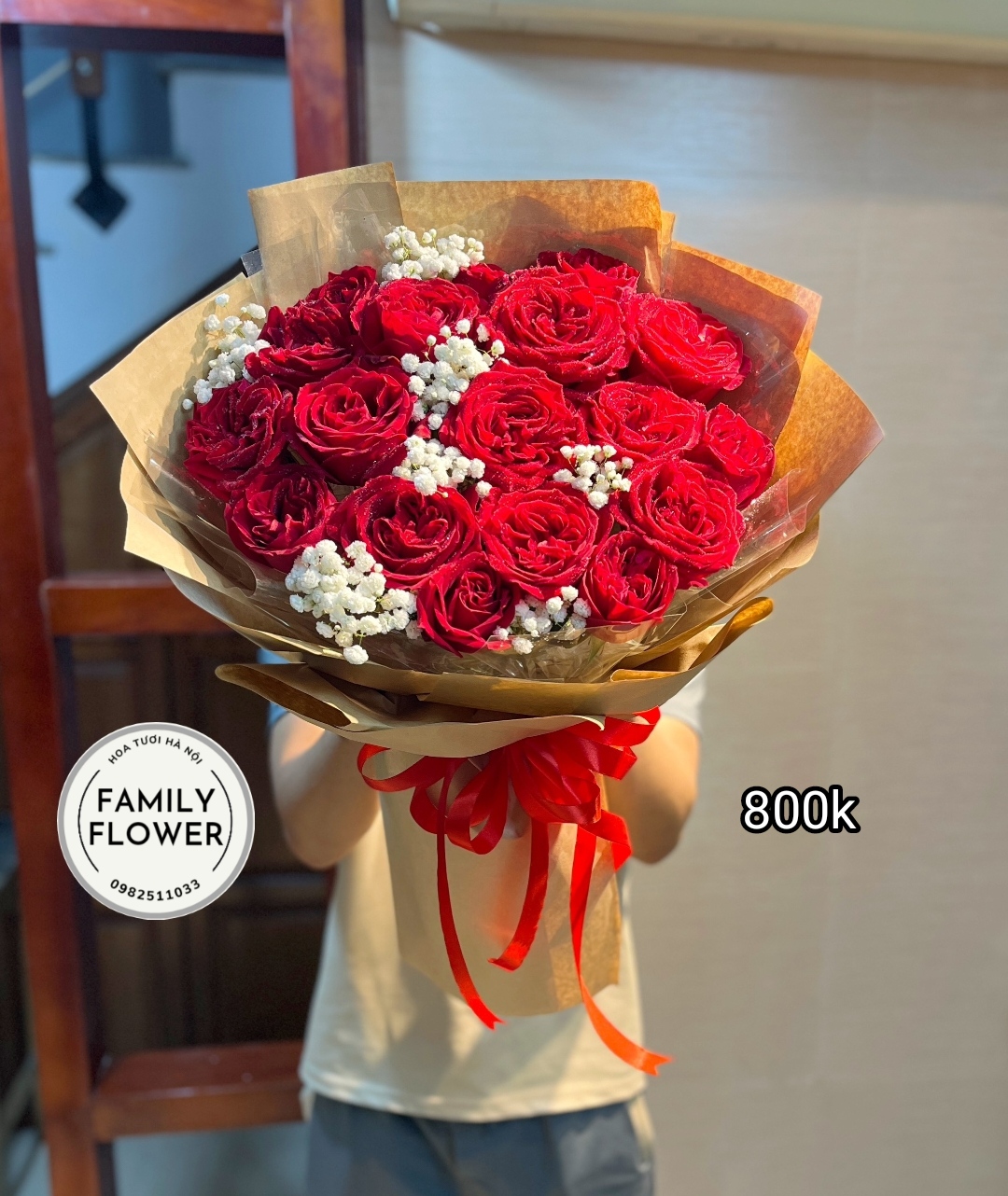 Hoa tươi Hà Nội - Bó hồng đỏ 8/3 tại Ba Đình Hà Nội